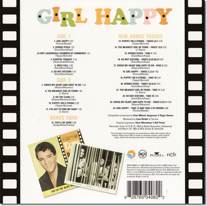 Back Cover - Girl Happy FTD Special Edition CD